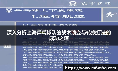 深入分析上海乒乓球队的战术演变与转换打法的成功之道